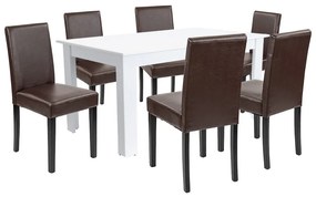 Set de masă Leon 6+1 alb-maro