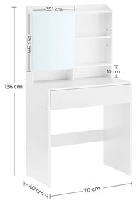 Masa de toaleta Vasagle Alb 70x40x136 cm