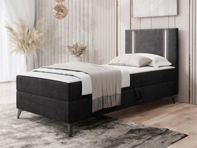 Pat de o persoană 80 cm Hebara 1 (Negru) (cu somieră și saltea) (cu sp. depozitare) (S). 1103562