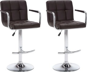 vidaXL Scaune de bar, 2 buc., maro, piele ecologică