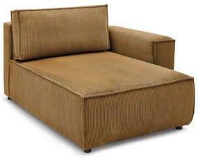 Modul pentru canapea galben muștar cu tapițerie din catifea reiată (cu colț pe partea dreaptă) Nihad modular – Bobochic Paris