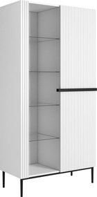 Vitrină Nicole - Mat alb / picioare negre