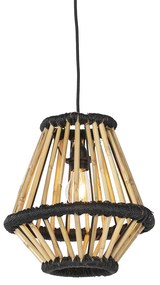 Lampă suspendată orientală din bambus cu negru 32 cm - Evalin