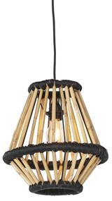 Lampă orientală suspendată bambus cu negru 32 cm - Evalin