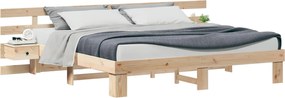 vidaXL Cadru de pat cu headboard Maro 200 x 200 cm Lemn de pin masiv