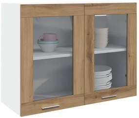 vidaXL Dulap de sticlă suspendat “Lyon” Stejar artizanal 80x31x60 cm