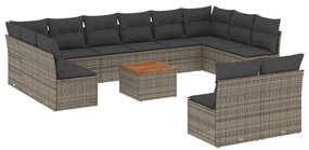 3256228 vidaXL Set mobilier de grădină cu perne, 13 piese, gri, poliratan