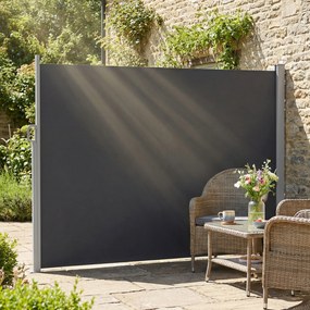 Outsunny Paravan Lateral Retractabil Impermeabil și UV50+, din Aluminiu, Oțel și Poliester, 420x185 cm, Gri Închis | Aosom Romania