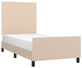 Cadru de pat cu tablie, cappuccino, 80x200 cm, piele ecologica Cappuccino, 80 x 200 cm, Design simplu