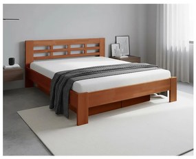 Dublu pat din lemn masiv cu spațiu de depozitare ANGELA 180x200 cm cais