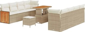 vidaXL Set de canapele pentru grădină cu pernă 11 pcs Bej și crem