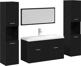vidaXL Set de mobilier pentru baie 4 pcs Stejar Negru Lemn compozit