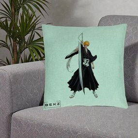Perna Personalizata Bleach Ichigo Kurosaki Zangetsu, 40x40 cm, Verde Menta, Husa Detasabila, Perna Inclusa, BEKZ®