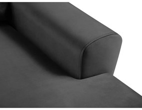 Colțar gri închis extensibil, cu spațiu de depozitare cu tapițerie din catifea (cu colț pe partea dreaptă, cu șezlong) Kyoto – Cosmopolitan Design