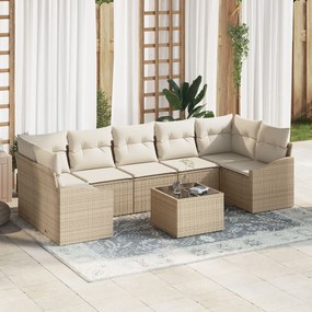 vidaXL Set de canapele pentru grădină cu pernă 8 pcs Bej și crem