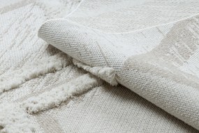 Covor ECO SISAL MOROC 22314 romburi, zigzag, boho franjuri - structural bej / cremă