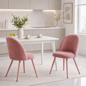 HOMCOM Set de 2 Scaune de Pranzo Moderne și Capitonate, Roz | Aosom Romania