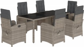 vidaXL Set mobilier de grădină cu perne, 7 piese, gri, poliratan