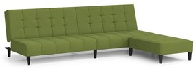 3080562 vidaXL Canapea extensibilă cu taburet 2 locuri, verde deschis, catifea
