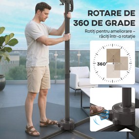 Outsunny Umbrelă de Grădină Offset cu Manivelă 3x3m Inclinabilă, Rotativă 360°, cu Bază în Cruce și Husă, din Aluminiu, pentru Terasă Piscină, UV30+, Bej | Aosom Romania