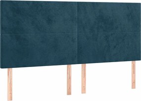 vidaXL Tăblie de pat albastru închis 180x5x118/128 cm catifea