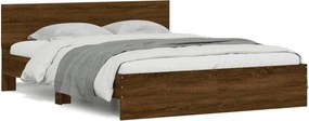 vidaXL Cadru de pat cu tăblie, stejar maro, 150x200 cm