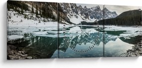 Tablou - lacul iarna (cu ceas) (90x30 cm)