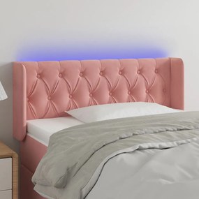 3123613 vidaXL Tăblie de pat cu LED, roz, 93x16x78/88 cm, catifea