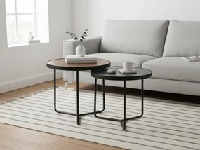 Mese auxiliare PENELOPE set 2 buc Ø 50 cm, maro/negru