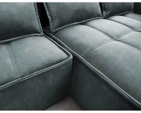 Colțar verde extensibil/cu spațiu de depozitare cu tapițerie din catifea (cu colț pe partea dreaptă/cu șezlong) Campo – ELTAP