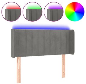 vidaXL Tăblie de pat cu LED, gri deschis, 93x16x78/88 cm, catifea