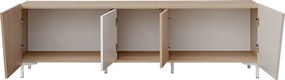 Comodă TV Miraza 180 cm geometrică - decor stejar scandi / bej / alb / maro