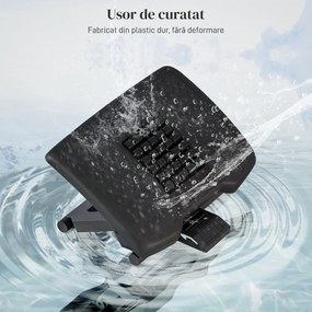 HOMCOM Suport Ergonomic pentru Picioare cu Role de Masaj, Antiderapant și Reglabil pe 3 Înălțimi, 46x35x17 cm, Negru | Aosom Romania