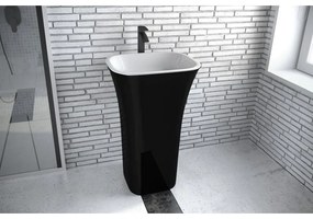 Lavoar freestanding negru alb 52 cm din compozit mineral DuraBe, Besco BlackWhite Negru/Alb