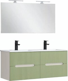 Trent Mobilier de baie 120 cm lavoar ceramic cu oglindă 60x120 cm alb-verde deschis