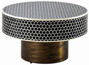 Masuta de cafea rotunda, Mozaic incrustat, Alb-Negru, HARMONY NATURE 60cm