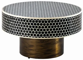 Masuta de cafea rotunda, Mozaic incrustat, Alb-Negru, HARMONY NATURE 60cm