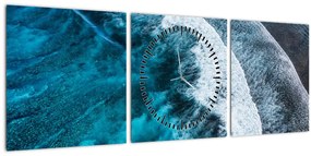 Tablou - Valuri pe mare (cu ceas) (90x30 cm)