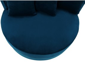 Fotoliu rotund, ţesătură albastru din catifea, SALOTO