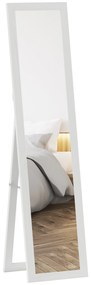 HOMCOM Oglindă pe suport, de perete sau așezat, rectangulară cu cadru din lemn pentru salon camera de dormit, 37 x 155 cm alb | Aosom Romania