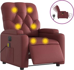 vidaXL Fotoliu de masaj electric rabatabil, roșu vin, piele ecologică
