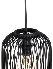 Lampă suspendată inteligentă pentru exterior din ratan negru cu 3 lumini, inclusiv LED - Calamus