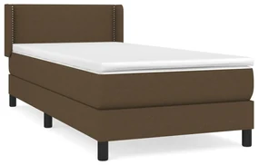3129596 vidaXL Pat box spring cu saltea, maro închis, 90x190 cm, textil