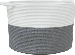 vidaXL Coș de rufe, gri și alb, Ø55x36 cm, bumbac