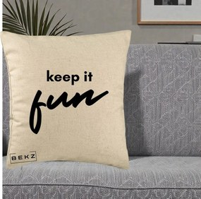 Perna Decorativa Keep It Fun, 40x40 cm, Bej, Husa Detasabila, Perna Inclusa, BEKZ®