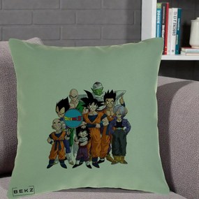 Perna Personalizata Dragon Ball Z Grup Complet, 40x40 cm, Verde, Husa Detasabila, Perna Inclusa, BEKZ®