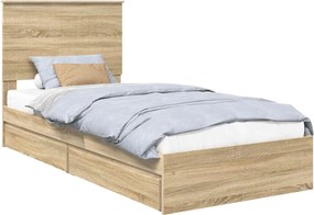 vidaXL Pat cu storage Stejar Sonoma 90 x 190 cm Lemn compozit