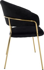Scaun de sufragerie de design, material Velvet negru/gold crom auriu, DASMIN TIP 1