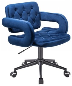 HR8403K Scaun Bleumarin Catifea cu Bază Neagră