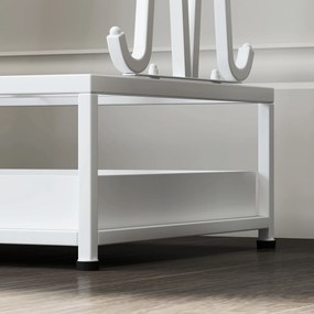 HOMCOM Suport Pentru Umbrele cu Tăviță Colectoare, 21 Orificii, 24 Cârlige, Oțel, 50x24x68 cm, Alb | Aosom Romania